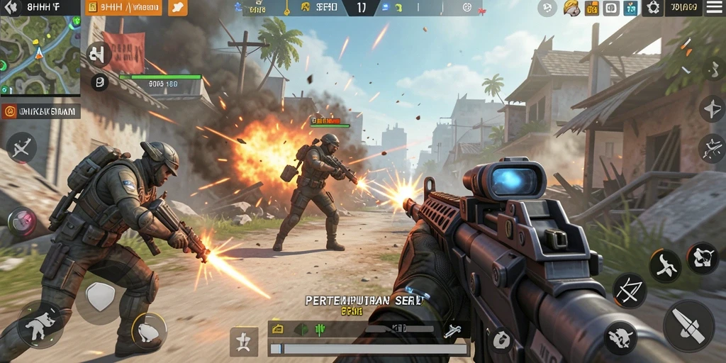 Tampilan utama game TPS 8HHH dengan aksi pertempuran yang intens.