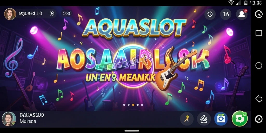 Tampilan gameplay AQUASLOT dengan berbagai lagu menarik dan interaktif.