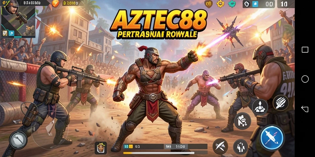 Menampilkan gameplay seru dan momen aksi dalam AZTEC88.