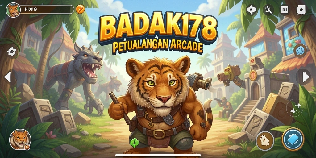 Screenshot utama BADAK178 menampilkan gameplay Arcade yang penuh aksi.