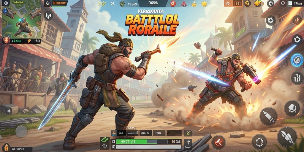 Screenshot gameplay ID098 yang menunjukkan aksi seru Battle Royale.