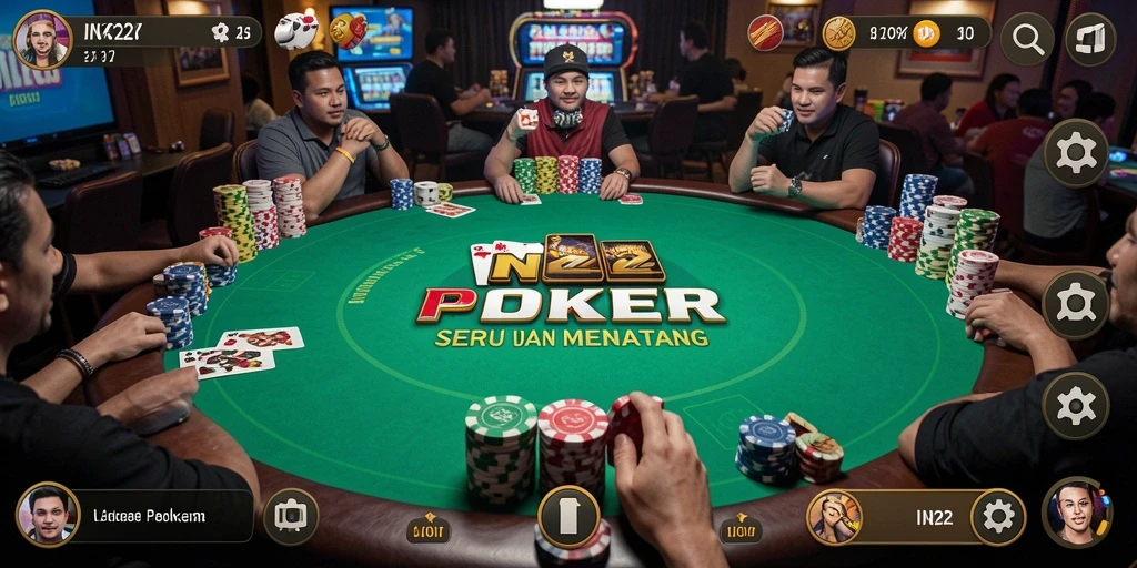 Tampilan utama IN22 dengan gameplay Poker yang menarik.