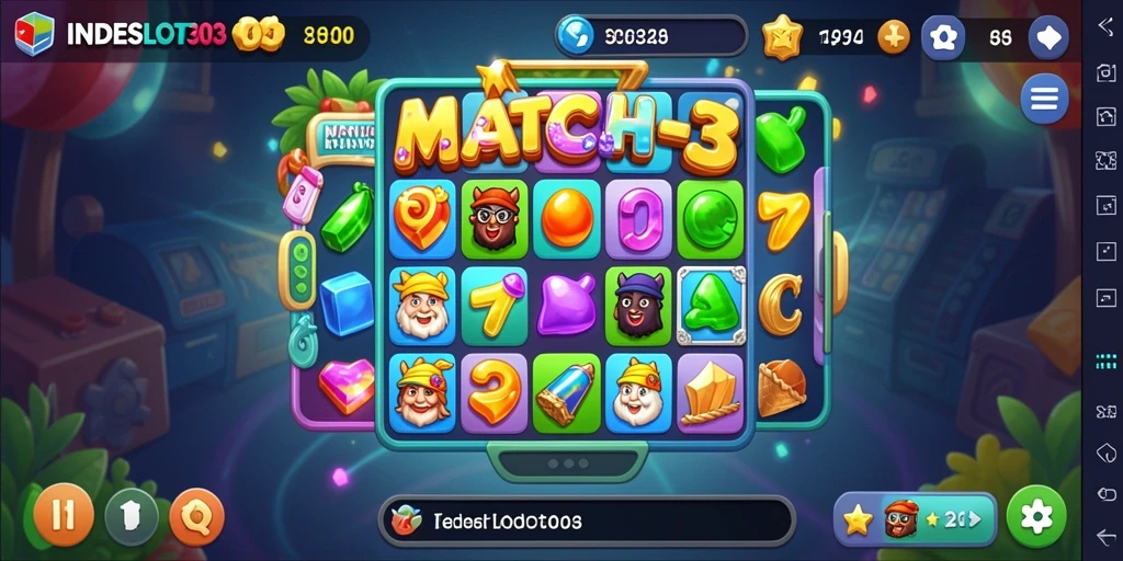 Tangkapan layar gameplay <strong>INDESLOT303</strong> yang menarik dengan kombinasi elemen Match-3.