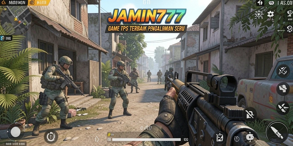 Tangkapan layar permainan <strong>JAMIN777</strong> menunjukkan aksi tembak-menembak yang seru.