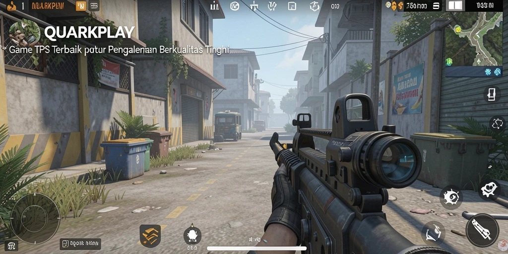 Screenshot menampilkan gameplay intens di QUARKPLAY dengan aksi menegangkan.