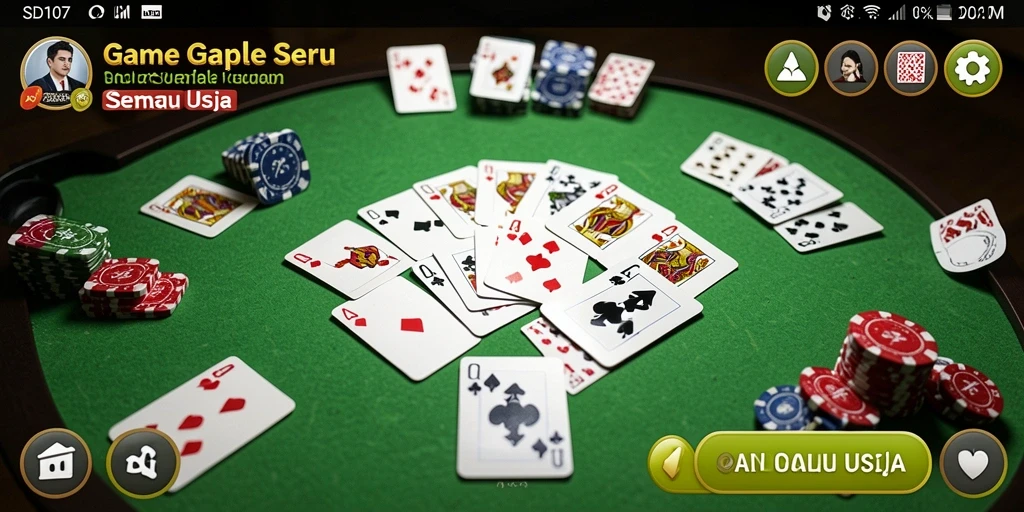 Tampilan screenshot SD107 yang menampilkan gameplay Gaple yang seru.